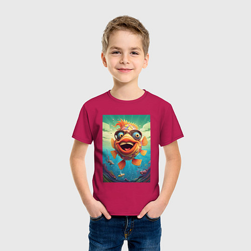 Детская футболка Карп в солнечных очках / Маджента – фото 3