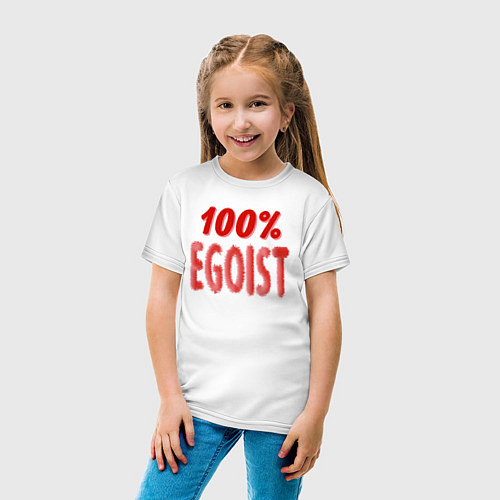 Детская футболка 100 Эгоист - текст / Белый – фото 4