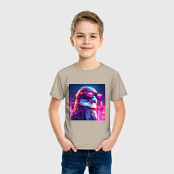 Футболка хлопковая детская Сокол в очках, цвет: миндальный — фото 2