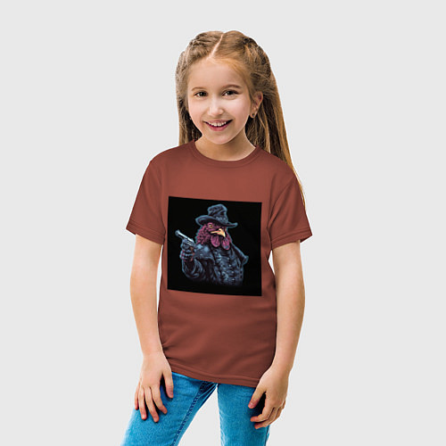 Детская футболка Петух-шериф / Кирпичный – фото 4