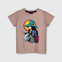 Детская футболка Ведьма и осел comic style