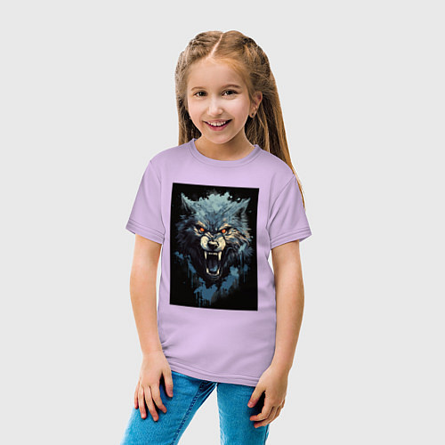 Детская футболка Серый волк и синии брызги / Лаванда – фото 4