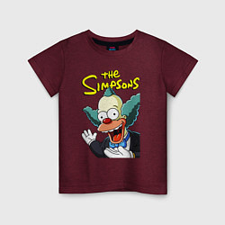 Футболка хлопковая детская Krusty the clown, цвет: меланж-бордовый