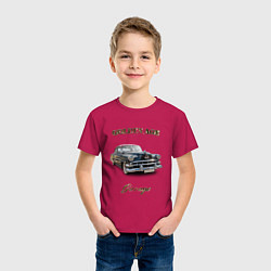 Футболка хлопковая детская Классический автомобиль Chevrolet 210, цвет: маджента — фото 2