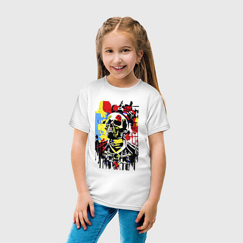 Детская футболка Skull - pop art - sketch / Белый – фото 4