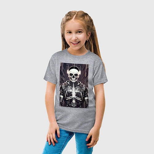 Детская футболка Cyber-skull - neural network / Меланж – фото 4