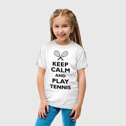 Футболка хлопковая детская Keep Calm & Play tennis, цвет: белый — фото 2