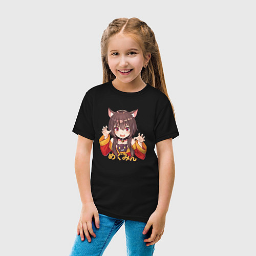 Детская футболка Megu nyan / Черный – фото 4