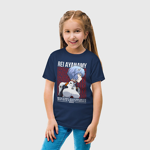Детская футболка Евангелион Рей / Тёмно-синий – фото 4