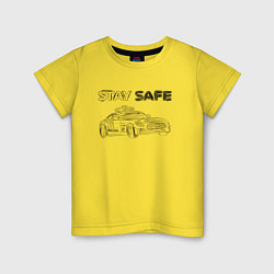 Футболка хлопковая детская Stay safe black, цвет: желтый