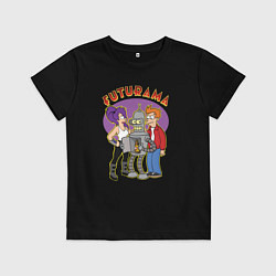 Футболка хлопковая детская Бендер Лила и Фрай, цвет: черный