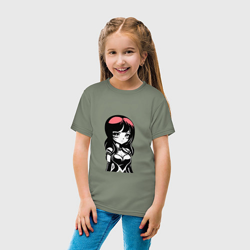 Детская футболка Серьезная девушка с красными волосами / Авокадо – фото 4