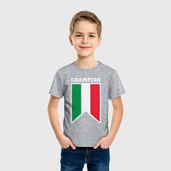 Футболка хлопковая детская Италия чемпион, цвет: меланж — фото 2