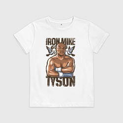 Футболка хлопковая детская Iron Mike Tyson Железный Майк Тайсон, цвет: белый