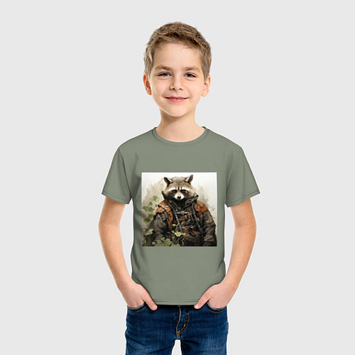 Детская футболка Енот воин 2 / Авокадо – фото 3