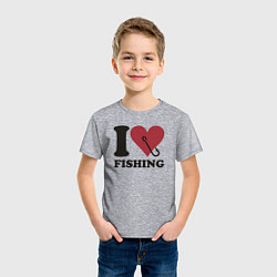 Футболка хлопковая детская I love fishing, цвет: меланж — фото 2