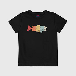 Футболка хлопковая детская Color fish, цвет: черный