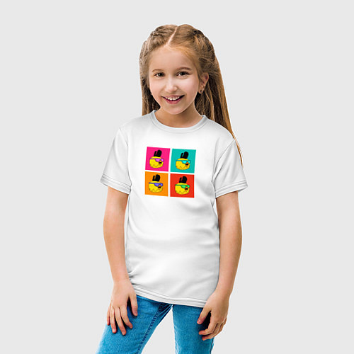 Детская футболка Chicken Gun: цветные квадраты / Белый – фото 4