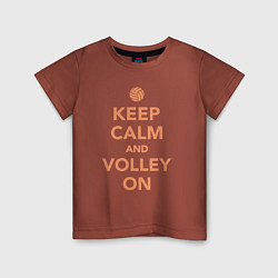 Футболка хлопковая детская Keep calm and volley on, цвет: кирпичный