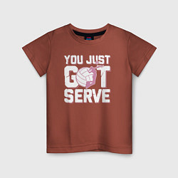 Футболка хлопковая детская Just got serve, цвет: кирпичный