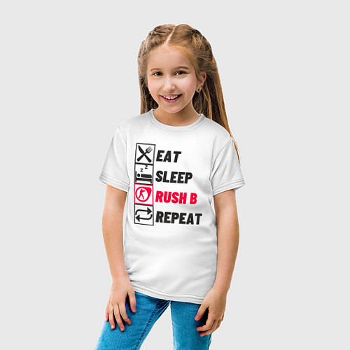 Детская футболка Eat sleep rush b repeat / Белый – фото 4