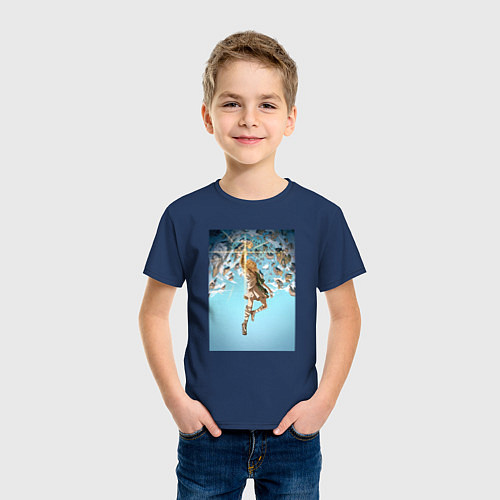 Детская футболка Линк в облаках / Тёмно-синий – фото 3
