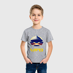 Футболка хлопковая детская Летающая тарелка НЛО, цвет: меланж — фото 2