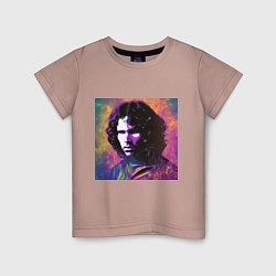 Футболка хлопковая детская Jim Morrison few color digital Art, цвет: пыльно-розовый