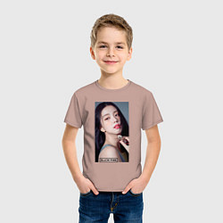 Футболка хлопковая детская Kim Jisoo, цвет: пыльно-розовый — фото 2