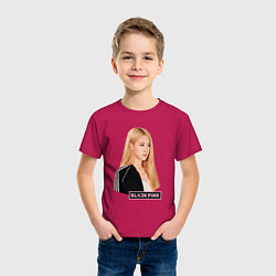 Футболка хлопковая детская Blackpink Rose music, цвет: маджента — фото 2