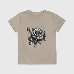 Детская футболка Роза нарисованная карандашом