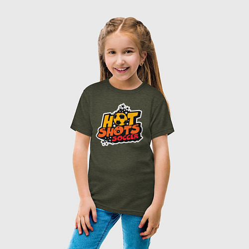Детская футболка Hot shots soccer / Меланж-хаки – фото 4