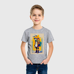 Футболка хлопковая детская Fox cub - urban style - neural network, цвет: меланж — фото 2