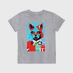 Детская футболка Морда лисы - поп-арт - нейросеть
