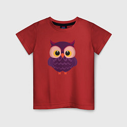 Футболка хлопковая детская Сиреневая сова с большими глазами, цвет: красный