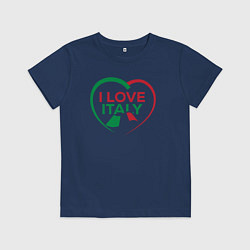 Футболка хлопковая детская I love Italy, цвет: тёмно-синий