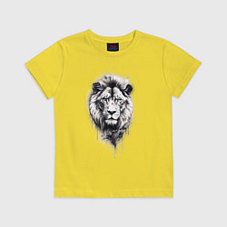 Детская футболка Голова льва рисунок карандашом