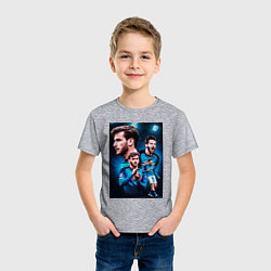 Футболка хлопковая детская Хвича Кварацхелия Наполи, цвет: меланж — фото 2