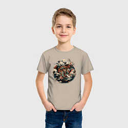 Футболка хлопковая детская Power of the Dragon god, цвет: миндальный — фото 2