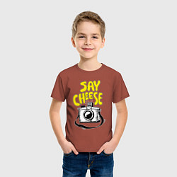 Футболка хлопковая детская Cheese photo camera, цвет: кирпичный — фото 2
