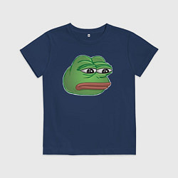 Футболка хлопковая детская Лягушонок Пепе слегка взгрустнул, цвет: тёмно-синий