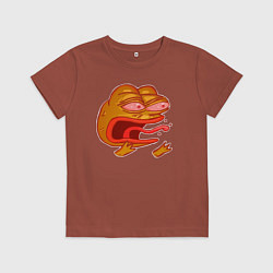Футболка хлопковая детская Лягушонок Пепе красный орёт, цвет: кирпичный