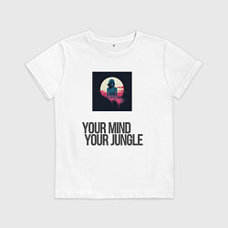 Футболка хлопковая детская Your mind your jungle, цвет: белый