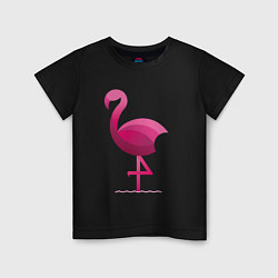 Футболка хлопковая детская Фламинго минималистичный, цвет: черный