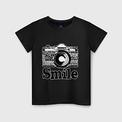 Футболка хлопковая детская Smile camera, цвет: черный