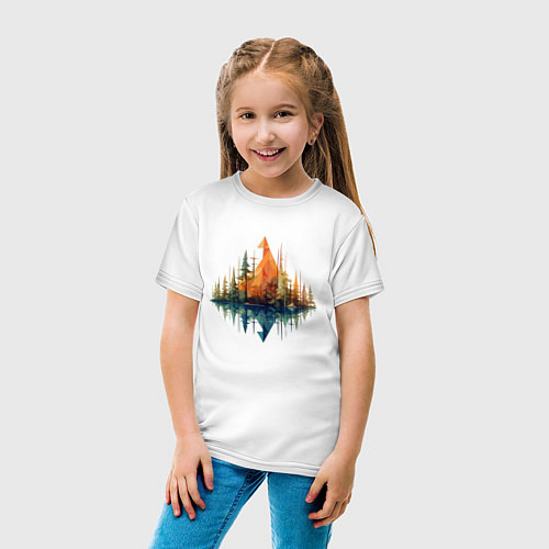 Детская футболка Геометрический лес / Белый – фото 4