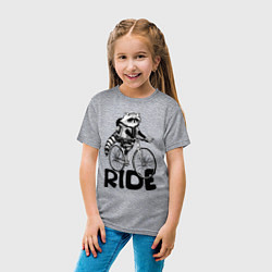 Футболка хлопковая детская Raccoon ride, цвет: меланж — фото 2