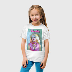 Футболка хлопковая детская Портрет Барби - Марго Робби, цвет: белый — фото 2