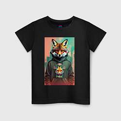 Футболка хлопковая детская Dude fox - urban style, цвет: черный