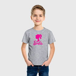 Футболка хлопковая детская Розовый логотип Барби, цвет: меланж — фото 2